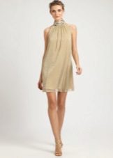 Maligayang Maikling Beige A-Line Sequined Dress