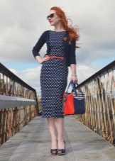 Blue Polka Dot Sheath Dress