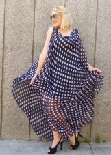 Chiffon Blue Polka Dot Long Dress