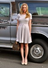 Casual Light Gray White Polka Dot Dress