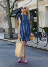 Light blue dress with white polka dots