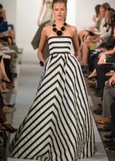 Dress in a marine style evening striped
