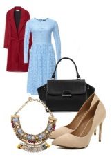 Lace dress with a flared skirt and accessories for it for women with a Pear figure