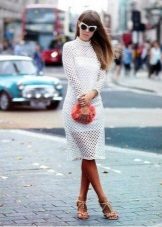 White mesh dress with long sleeves