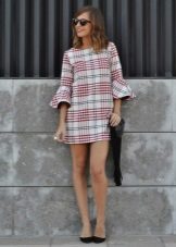  Short check dress with ballet flats
