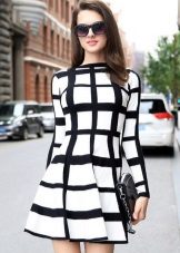White check dress with stripes of different widths