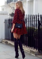Short puffy plaid dress