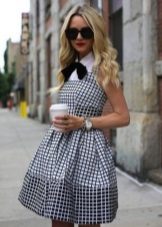 White and Black Gingham Dress