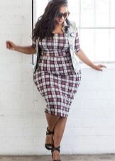 White Check Sheath Dress for Fat Women