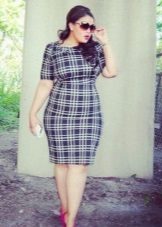 Gray Check Sheath Dress for Fat Women