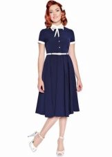 50s vintage blue collar dress with white collar