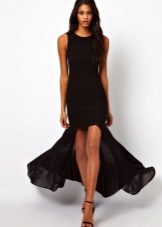 Flared dress with pencil skirt and train