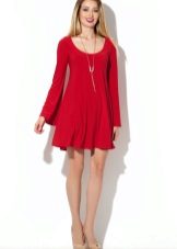 Red dress flared from the chest