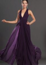 Flare purple long floor dress