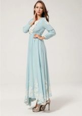 Flare blue long floor dress