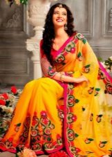 Yellow wedding saree
