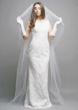 Long jacquard sheath wedding dress