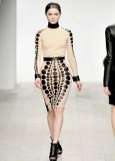 Knitted dress with leather