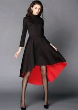 Black knit dress with red