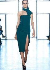 knitted green dress with a slit