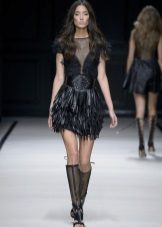 Shoes under a leather dress