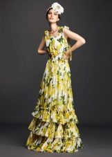 Yellow tiered summer dress