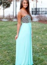 Long Two-tone Bandeau Dress with Chiffon Skirt