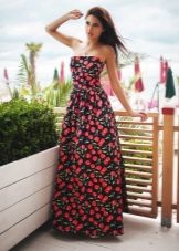 Long summer printed bandeau dress