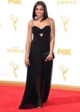 Long Black Strap Bandeau Dress