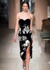 Strapless dress evening with flowers