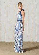 Dress from silk scarves in the floor summer
