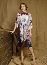 Dress from Pavloposad shawls white with print