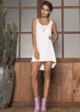 Short tank dress with asymmetrical hem