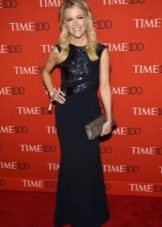 Long blue dress with colored sequin top for corporate party