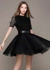 Black dress with sun skirt