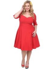 Red dress with sun skirt for overweight