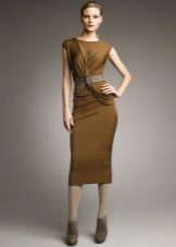 Woolen dress with drapery