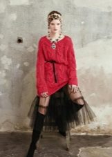 Short woolen dress with a skirt