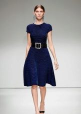 A-line woolen dress blue