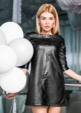 Faux leather dress black short