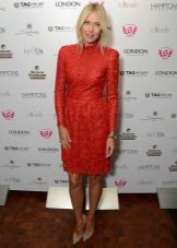 Red eco-leather dress with perforation