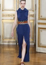 Long slit crepe de chine dress