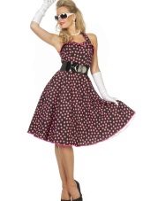Burgundy Retro Polka Dot Dress