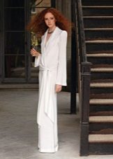 Retro style wedding dress on the floor