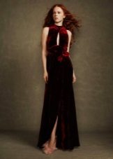 Winter evening velvet dress