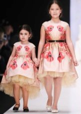 Puffy dresses with print short front long back