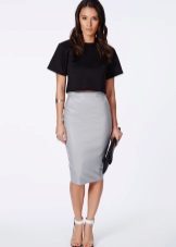 How to wear a gray leather pencil skirt