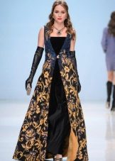 black and gold brocade evening dress