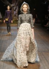 dress with a brocade hood