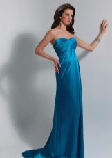 aquamarine satin evening dress